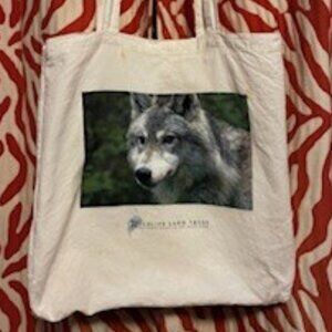 Canvas Tote with American Wolf, fundraiser for The Wildlife Landtrust, Cotton